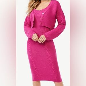 Sofia Vergara Hot Pink Midi Dress with Sweater